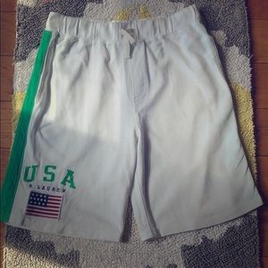 POLO GREEN AND WHITE USA SHORTS(BOYS)